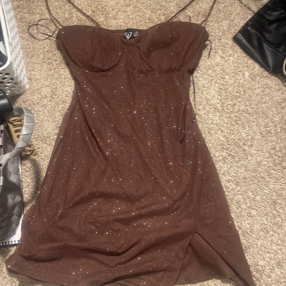 Brown Sparkle Homecoming/Party Dress